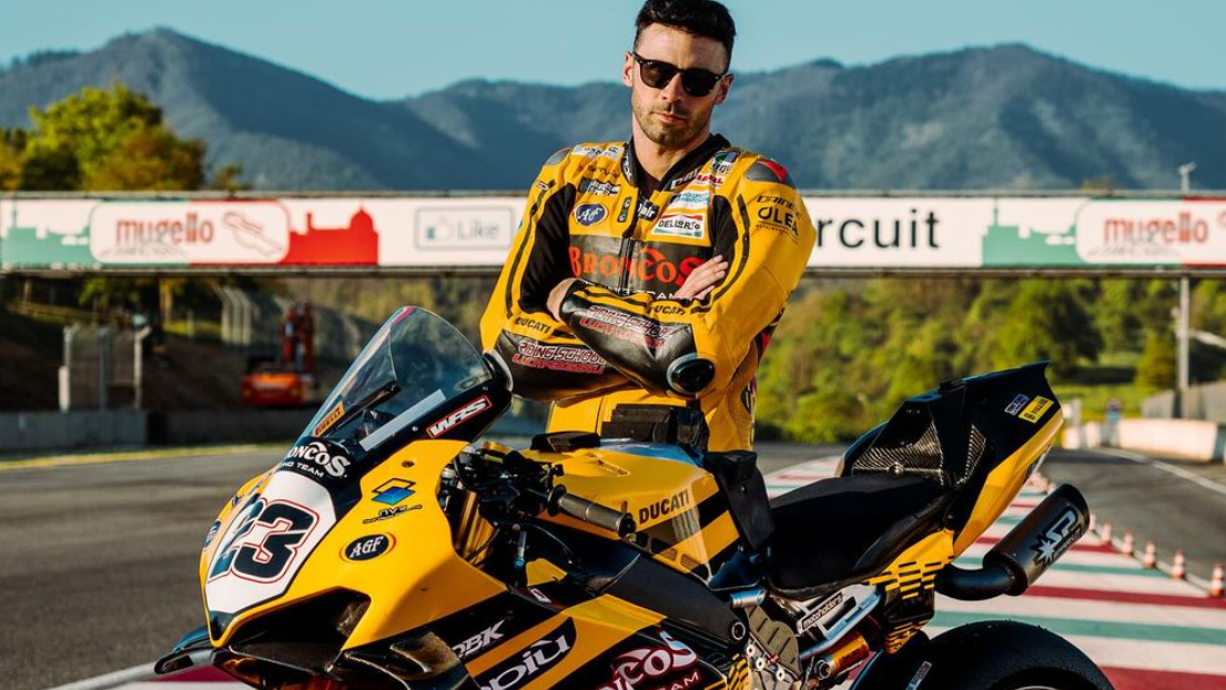 Luca Salvadori with Ducati Panigale V4 R at Mugello.